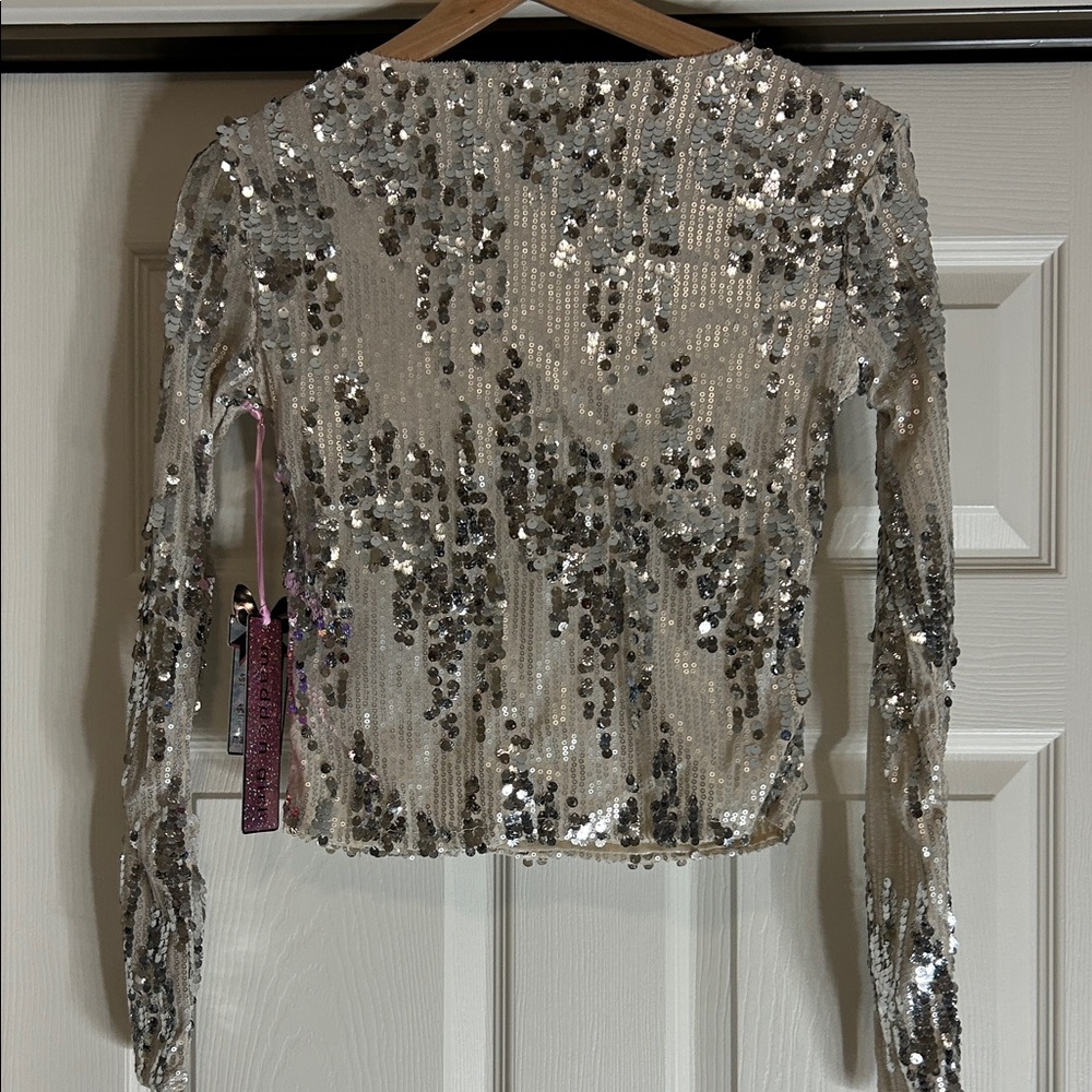 Madden Girl Silver Sequin Women's Top Size XS Party - Picture 4 of 8